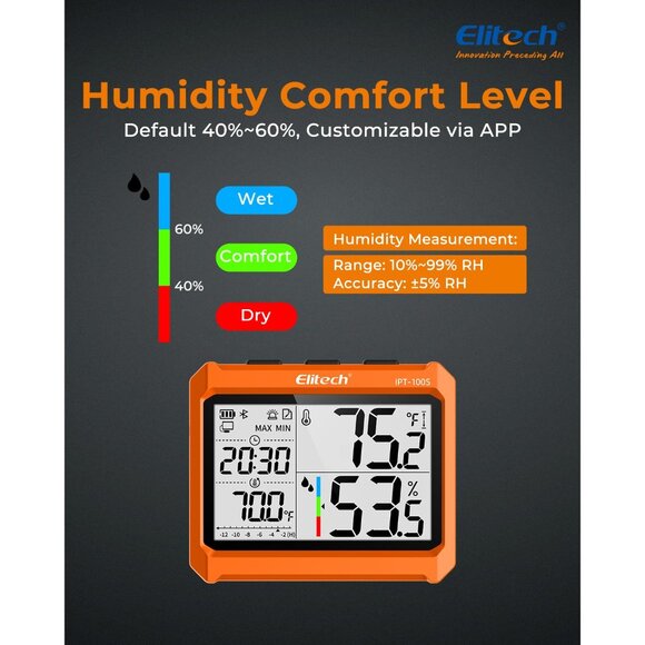 Digital Bluetooth Hygrometer Thermometer, Refrigerator Thermometer with Free APP - Picture 3 of 8